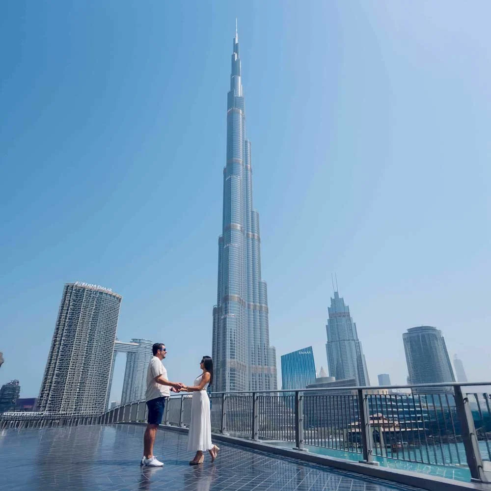 couple near burj khalifa 1 - Dubai Photographer