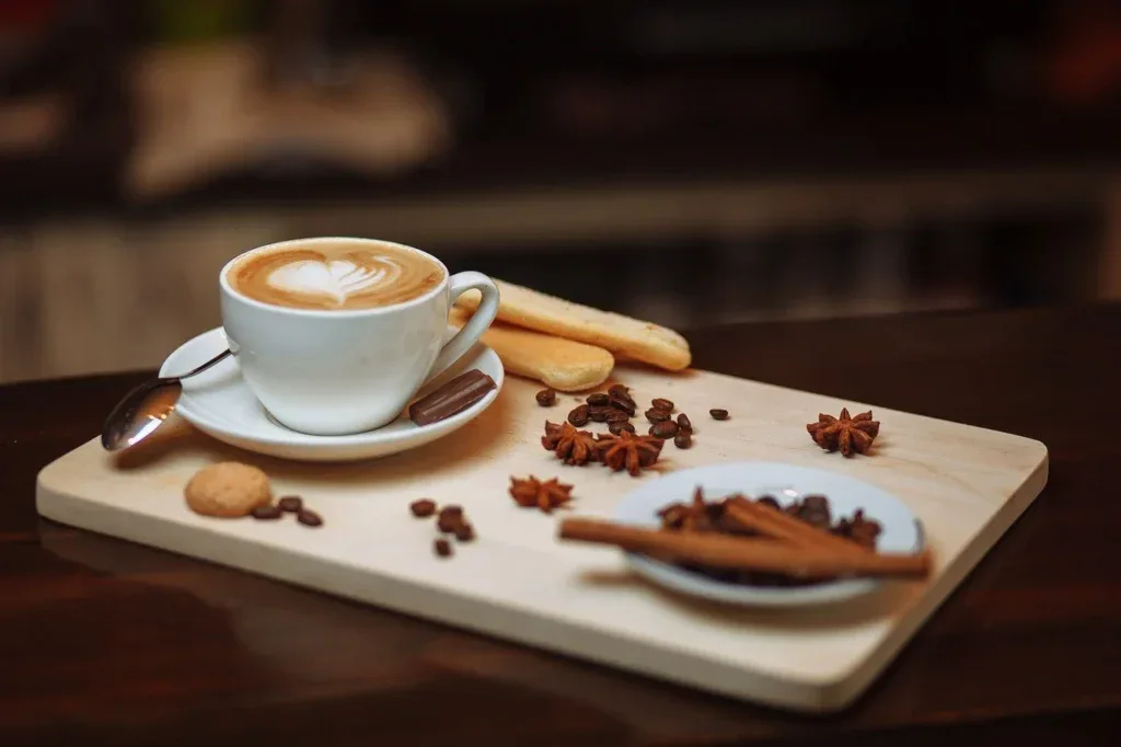 Styled flat lay of coffee and pastries – freelance food photography Dubai