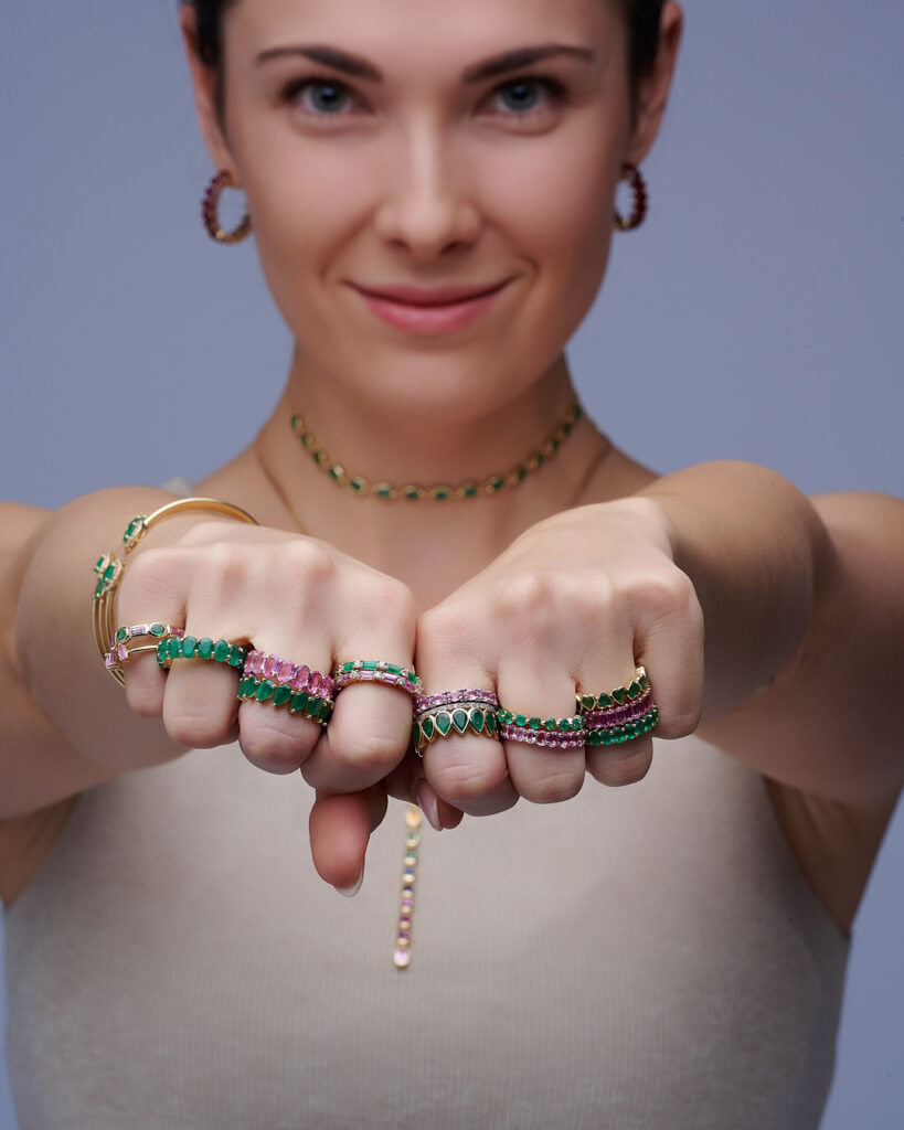 Jewelry portrait of model with soft makeup and elegant styling