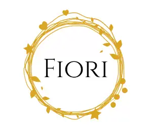 Fiori floral logo with gold accents and delicate design.